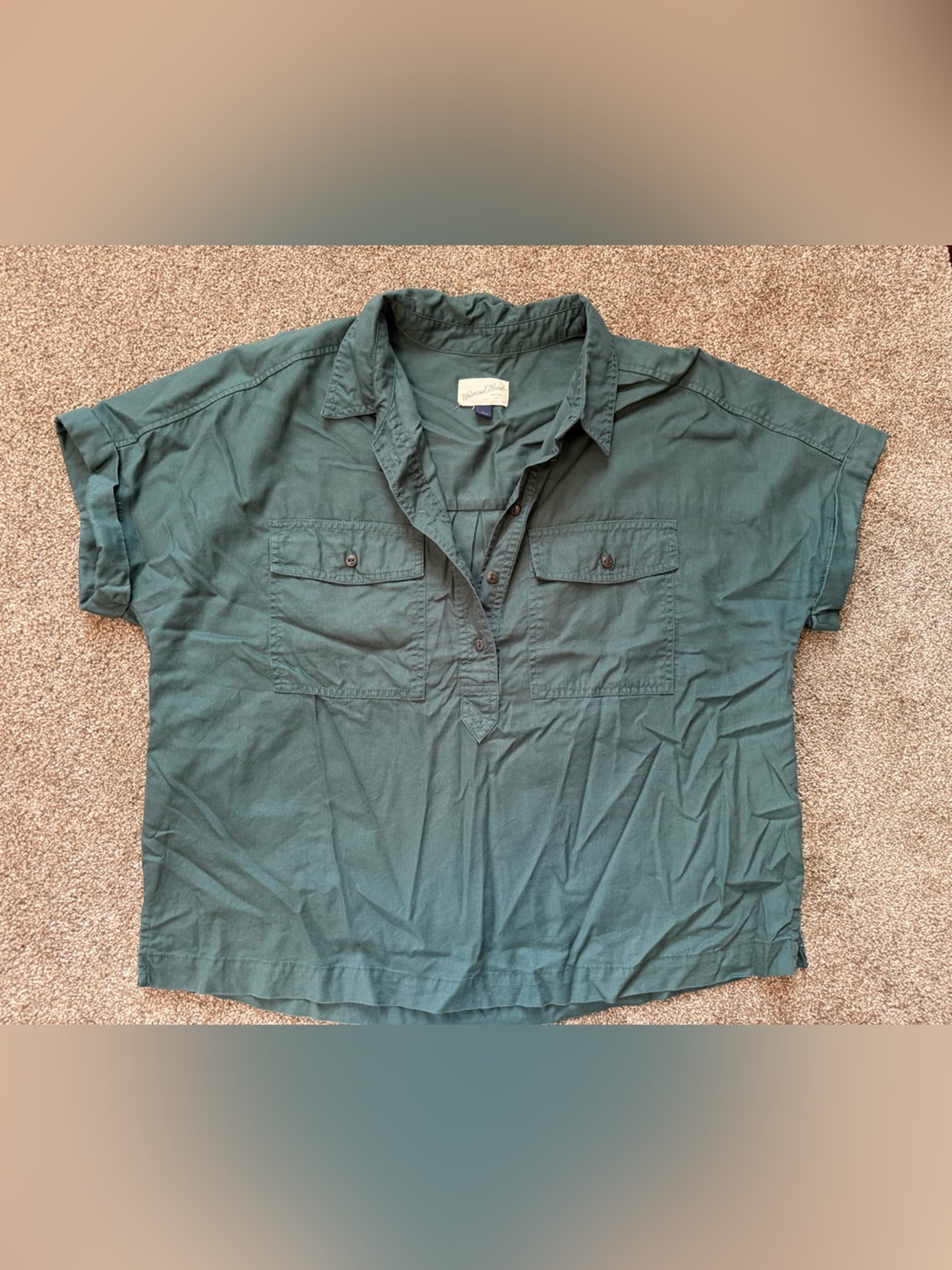 Women’s short sleeve half button up shirt